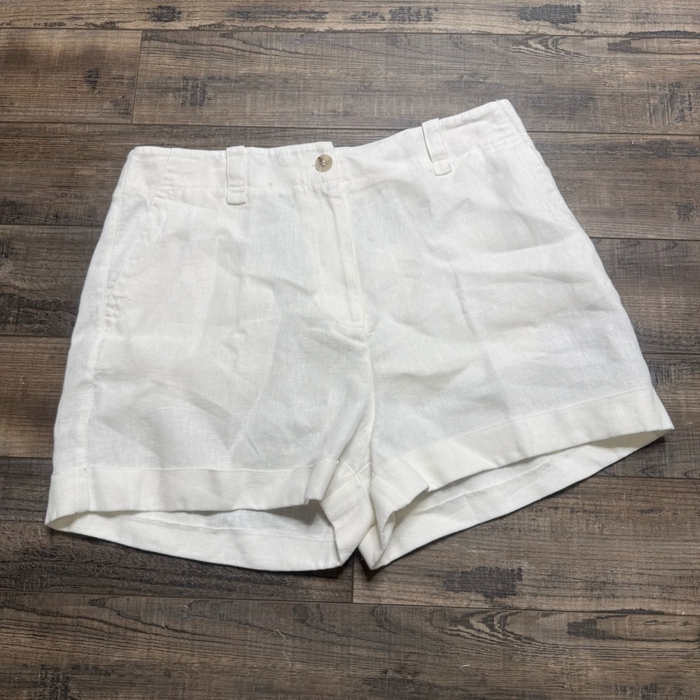 Reiss White Linen Shorts Women's Size 12